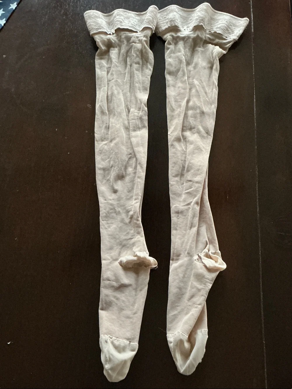 Beige summer Compression stockings * thigh-high